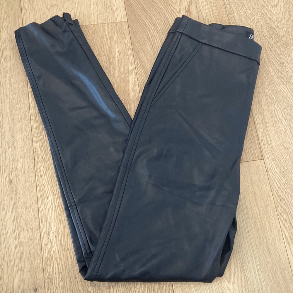 Zara black vegan leather pants XS